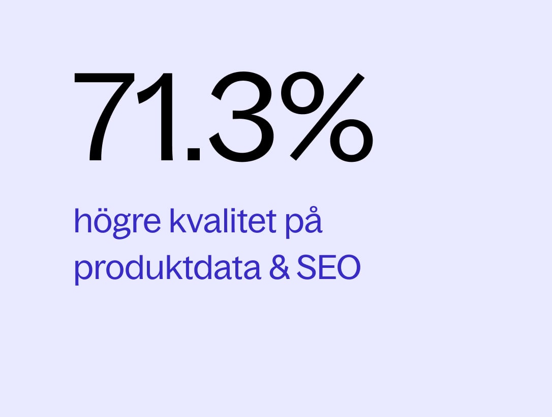 71.3% högre kvalitet på produktdata & SEO