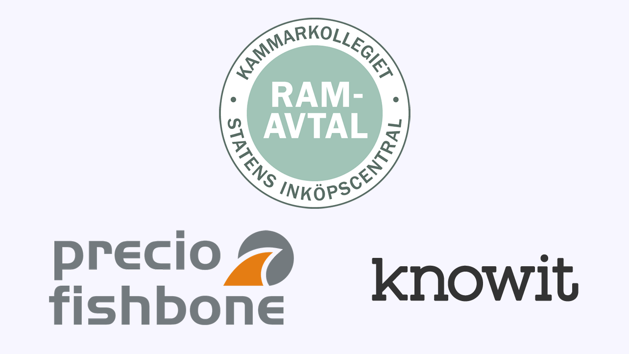 Logotyper: Kammarkollegiet ramavtal sigill, Preciso Fishbone, Knowit